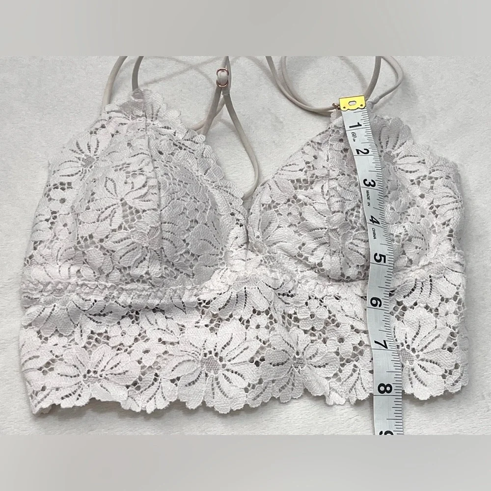 PINK by Victoria’s Secret Women’s White Floral Lace Strappy Wireless Bralette - Picture 6 of 16